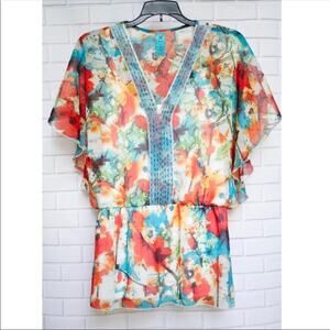 D Collection floral watercolor print blouse